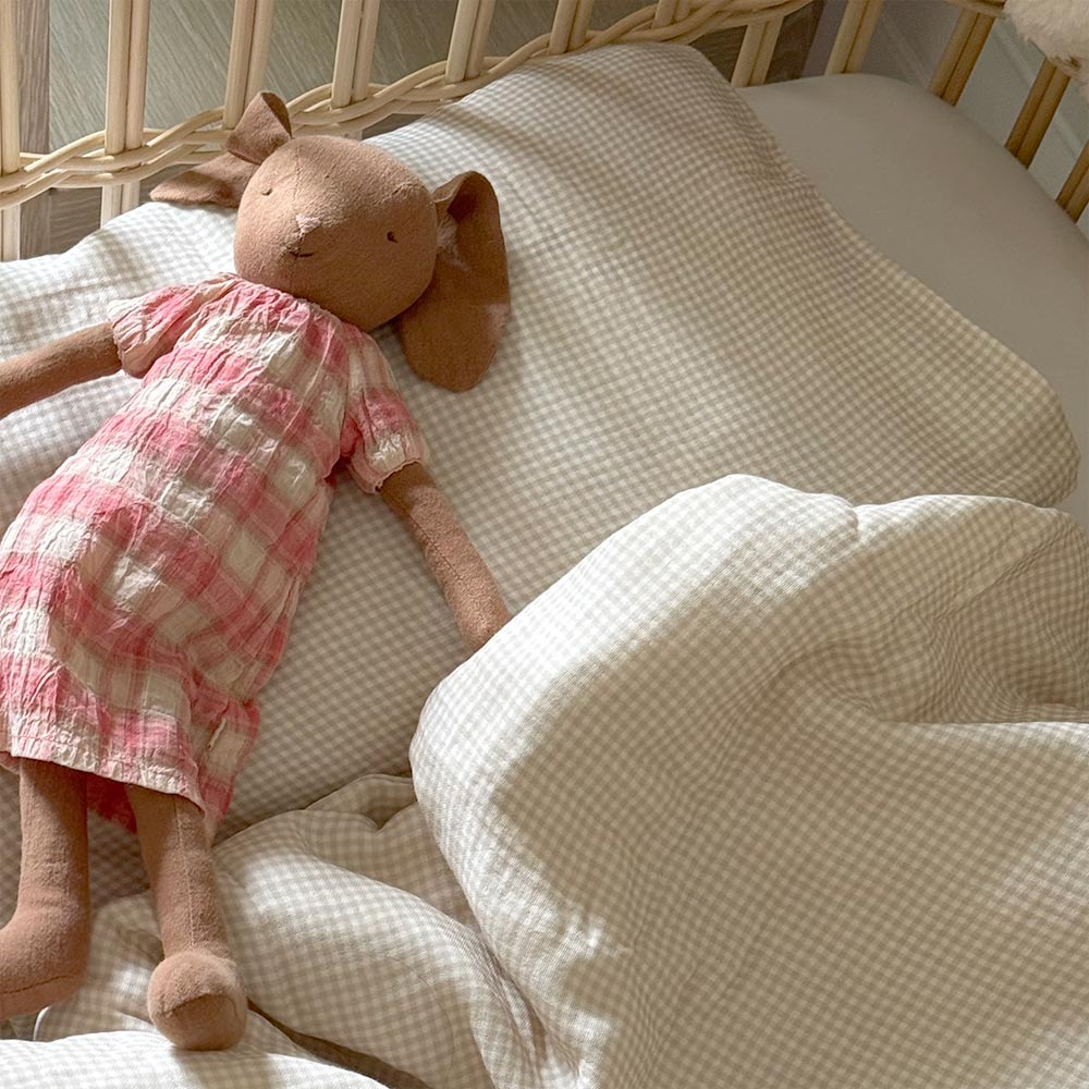 Organic Muslin Bedding Set - Mocha Gingham