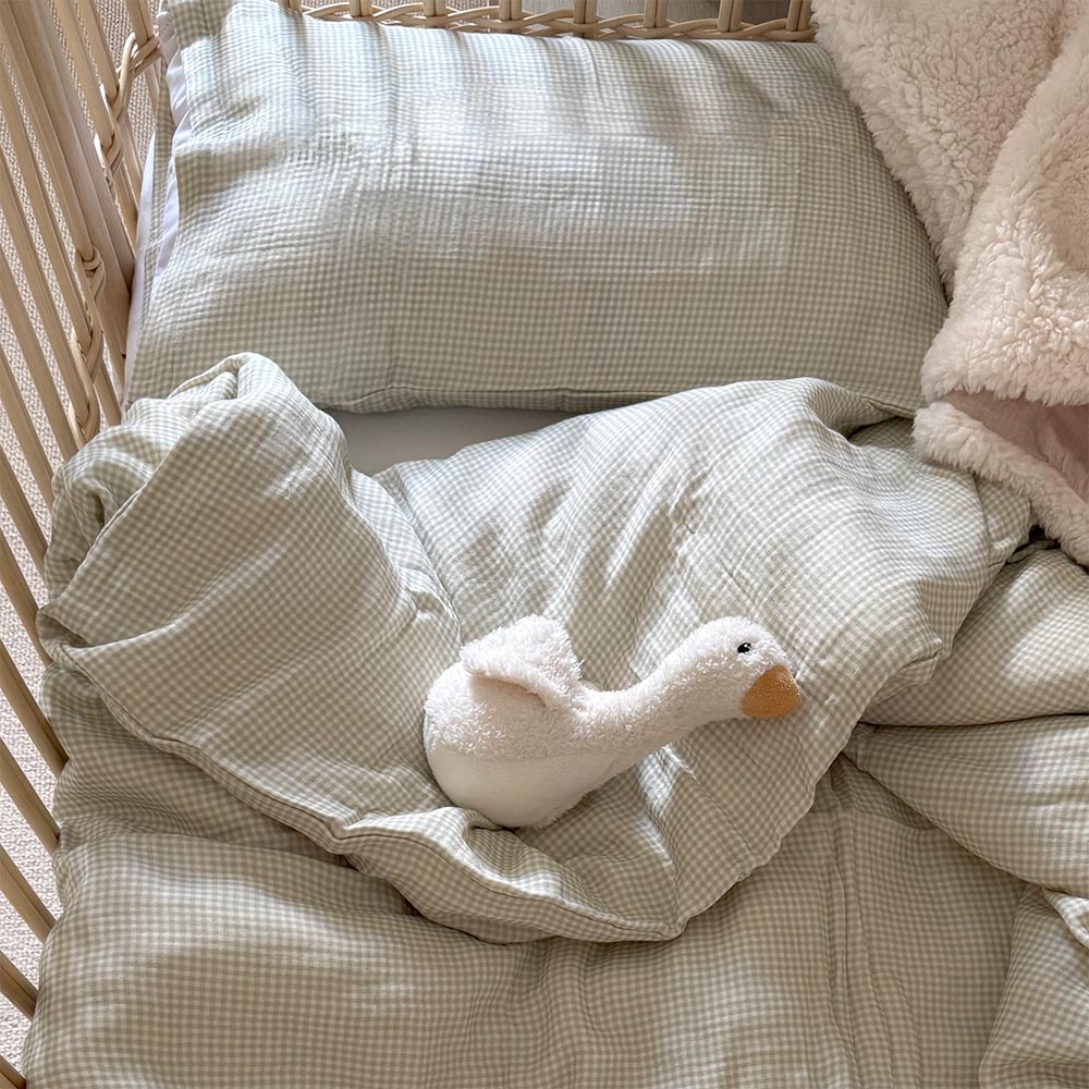 Organic Muslin Bedding Set - Sage Gingham
