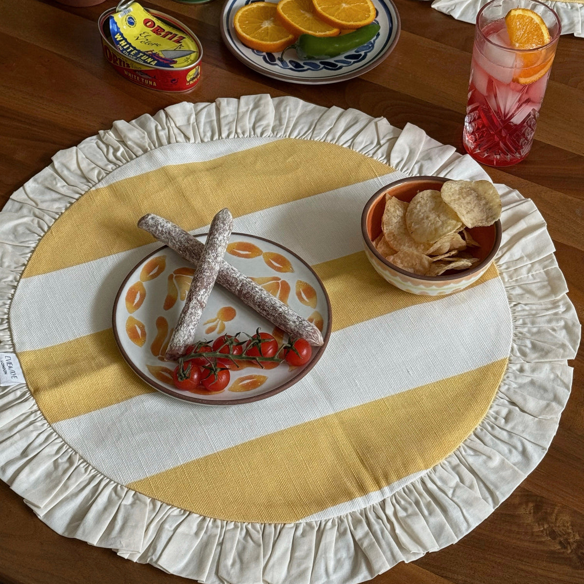 Riviera Round Ruffled Placemat – Yellow