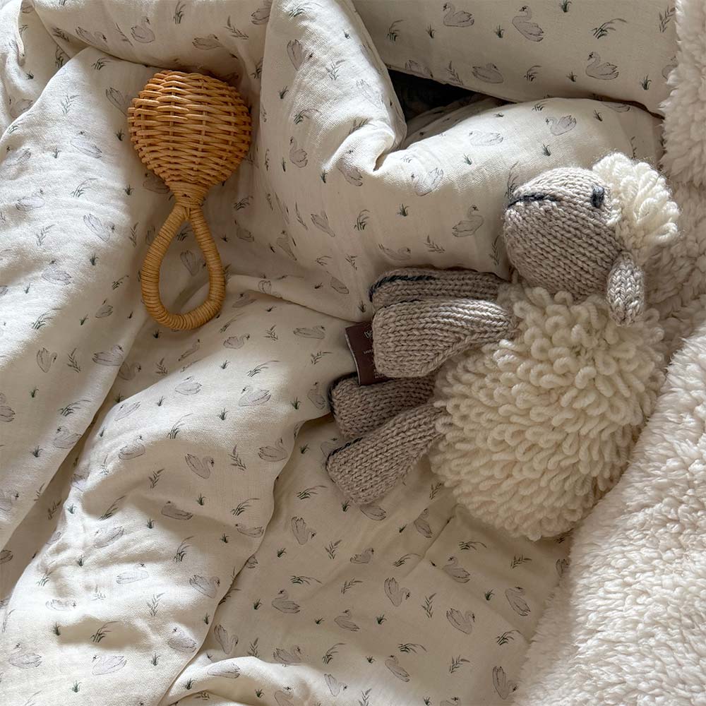 Organic Muslin Bedding Set - Swans