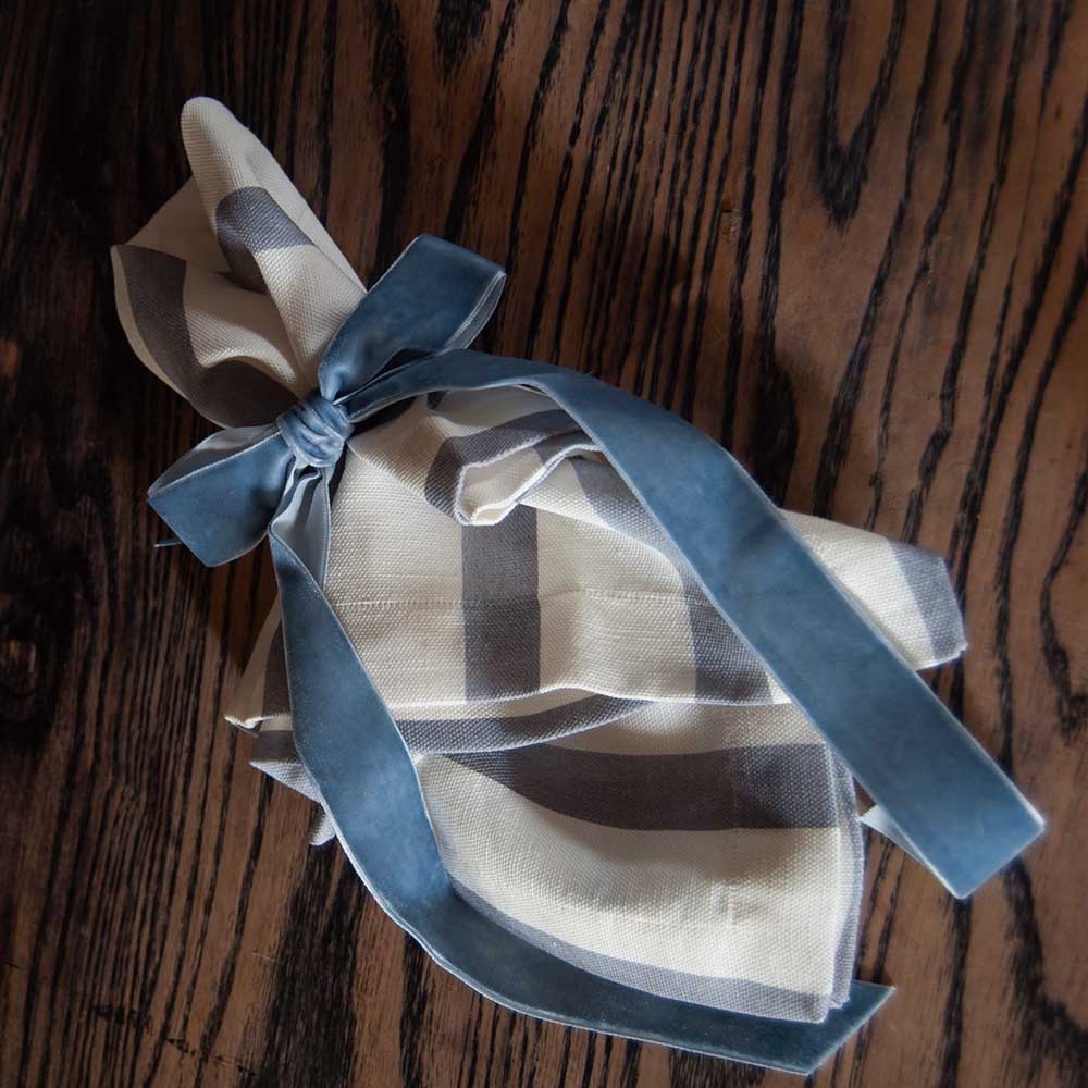 Velvet Decorative Bow - Dusky Sky (Set 4)