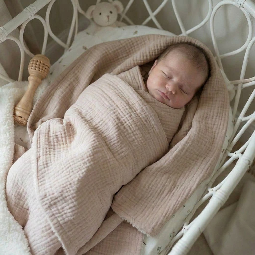 Organic Sherpa Muslin Baby Blanket - Mocha