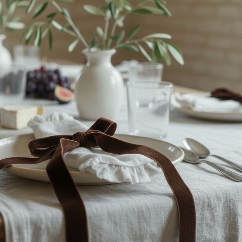 Velvet Napkin Bow - Chestnut Truffle (Set 4)