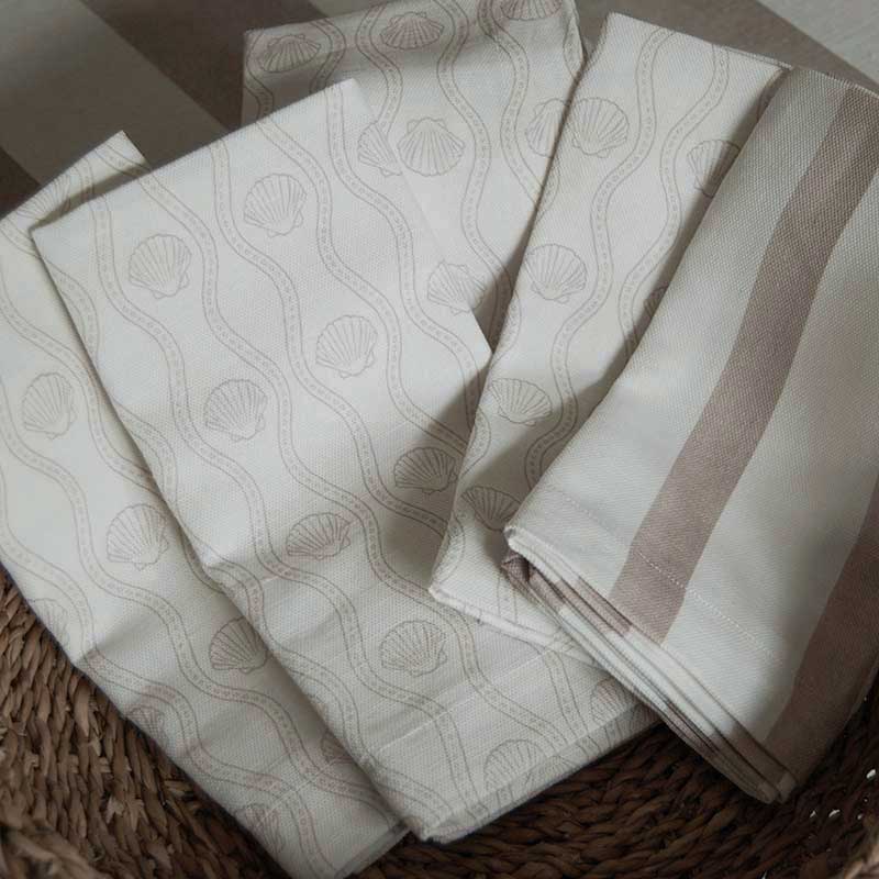 Mocha Striped Linen Napkin: 4 Set