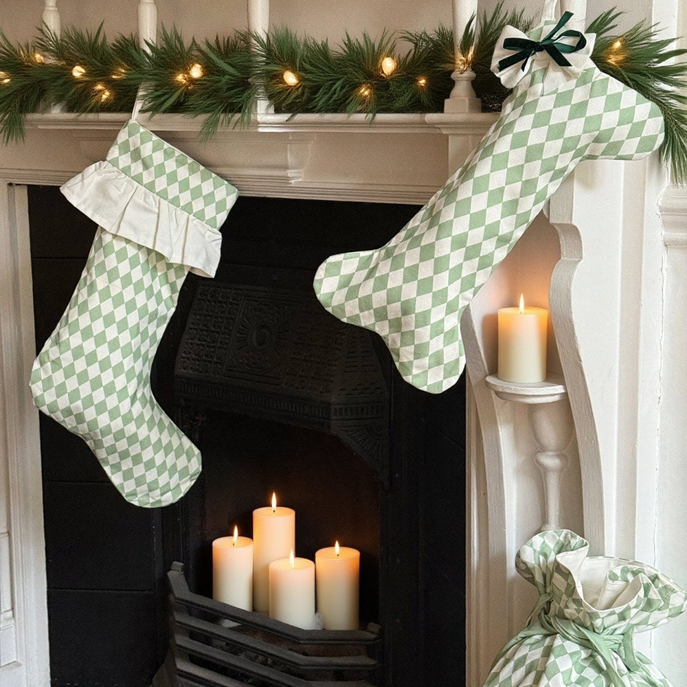 Harlequin Dog Stocking -  Winter Pine