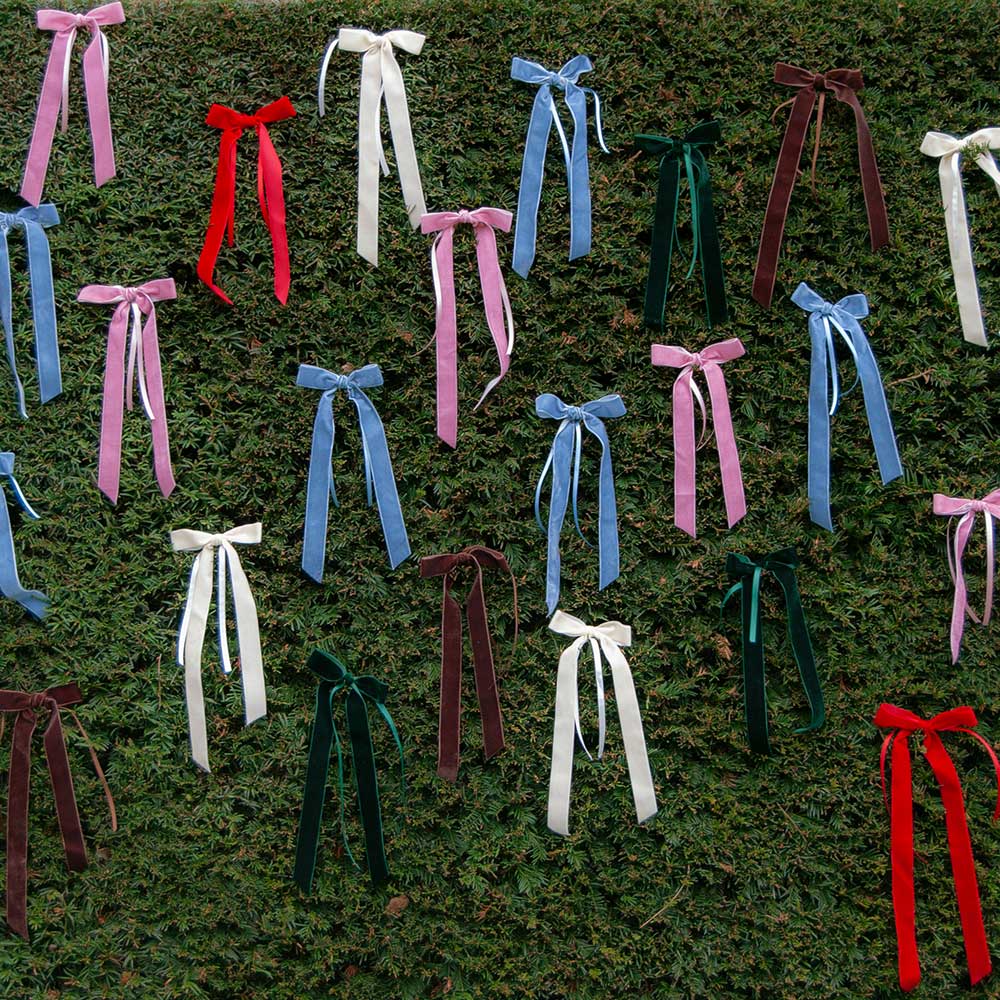 Velvet Decorative Bow - Dusky Sky (Set 4)