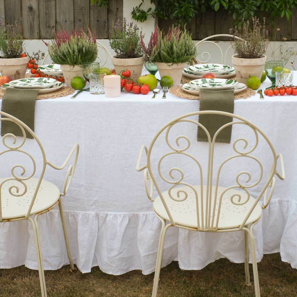 Mistral Drape Ruffled Linen Tablecloth: Voile (White)