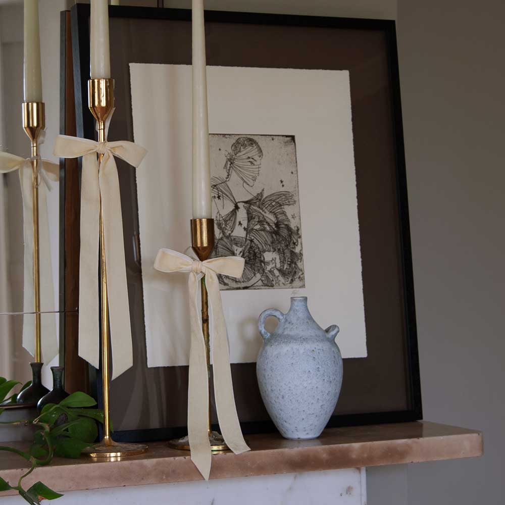 Velvet Decorative Bow - Winter Pearl (Set 4)