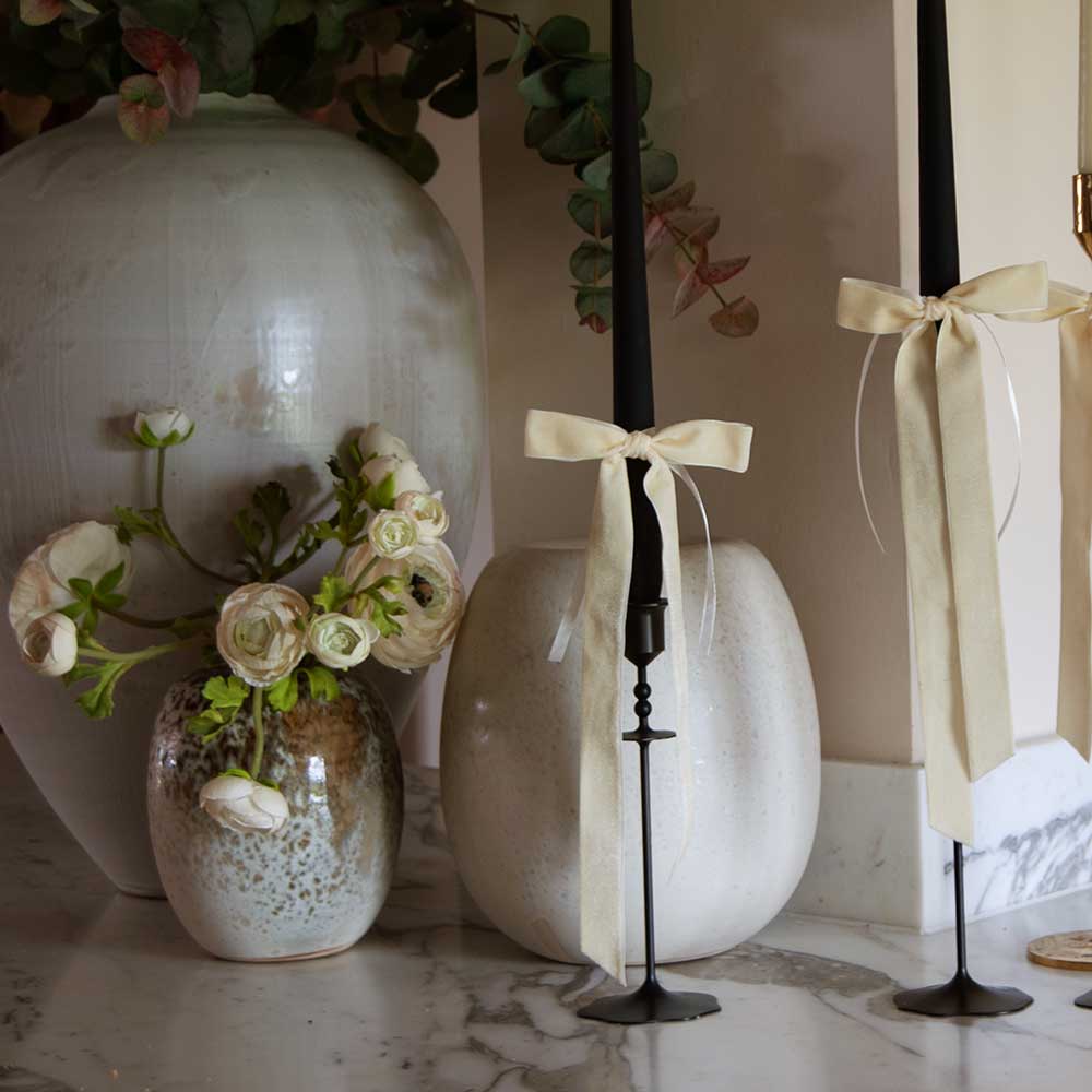 Velvet Decorative Bow - Winter Pearl (Set 4)