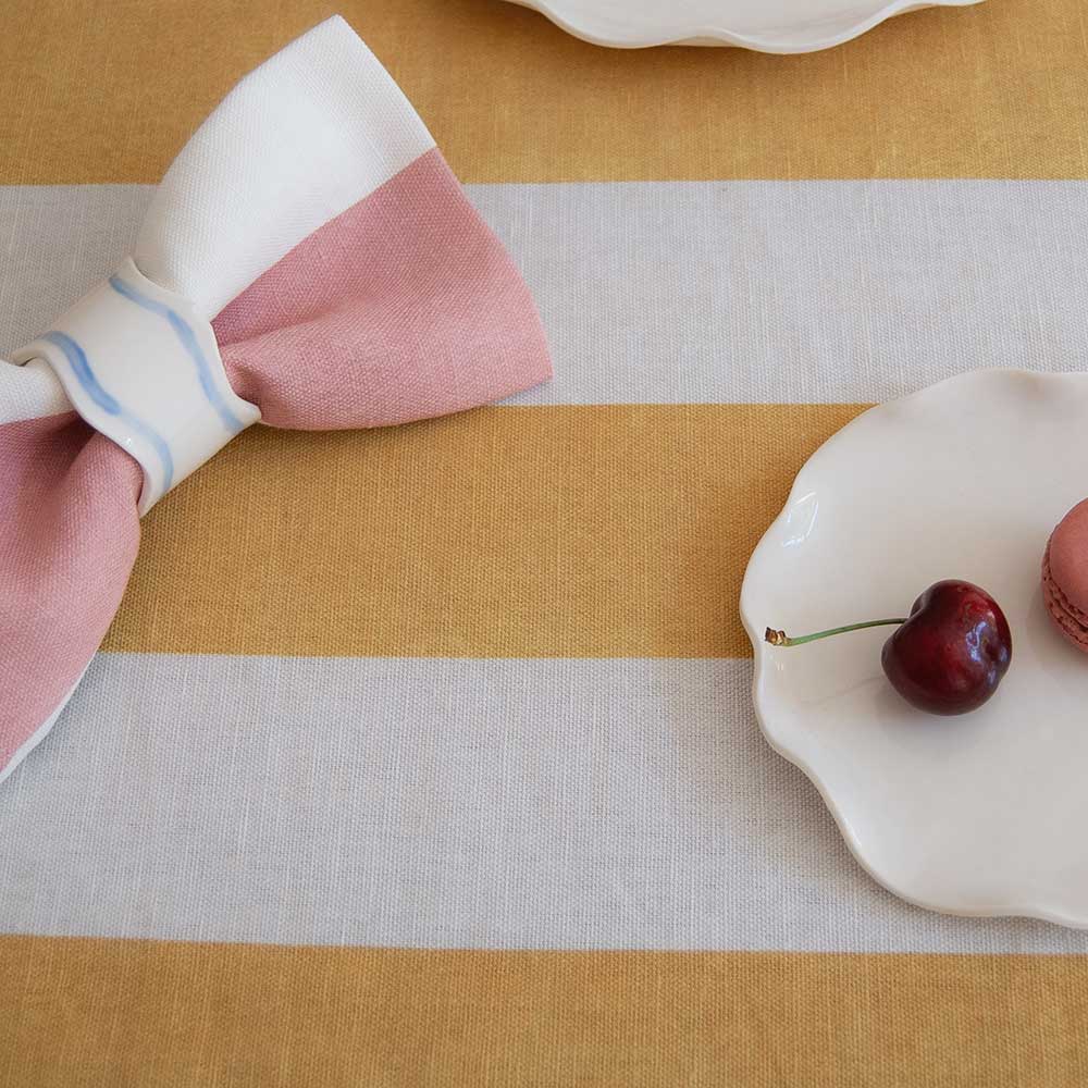 Pink Wide Striped Linen Napkin: 4 Set