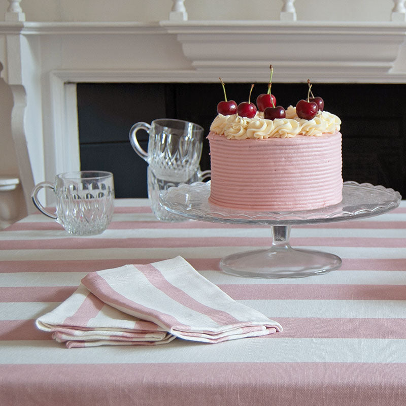 Pink Striped Linen Napkin: 4 Set