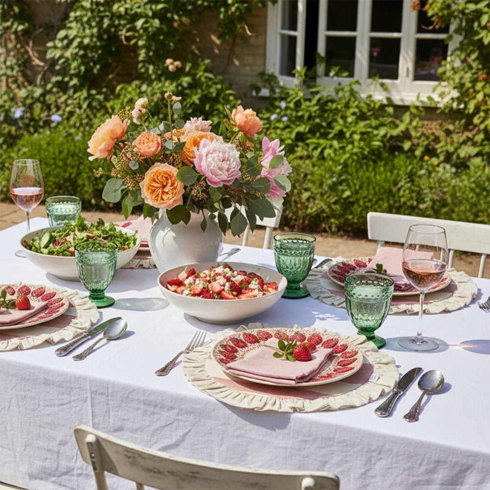 Round Ruffled Placemat - Petal Pink