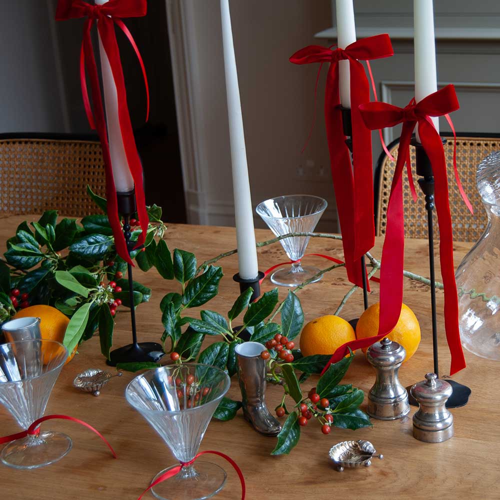 Velvet Decorative Bow - Crimson Berry (Set 4)