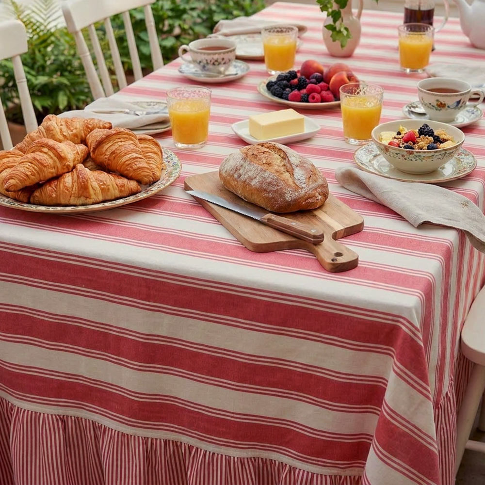 Ruffled Organic Cotton Tablecloth – Rosato Stripe