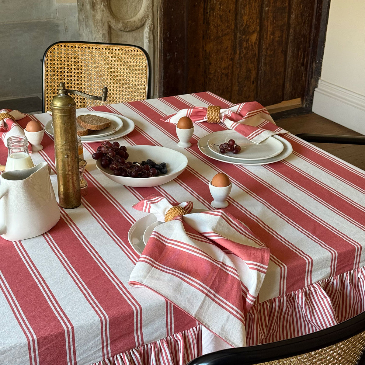 Ruffled Organic Cotton Tablecloth – Rosato Stripe