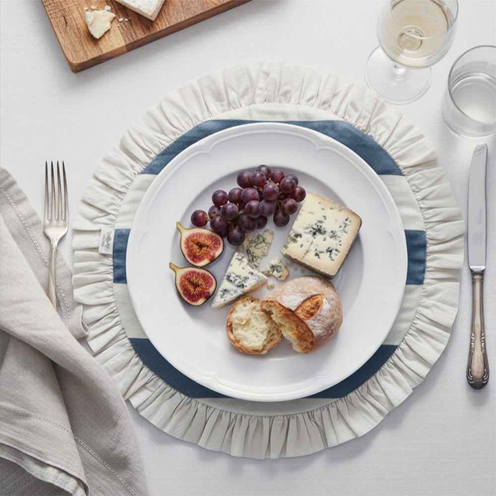 Round Ruffled Placemat - Denim Blue