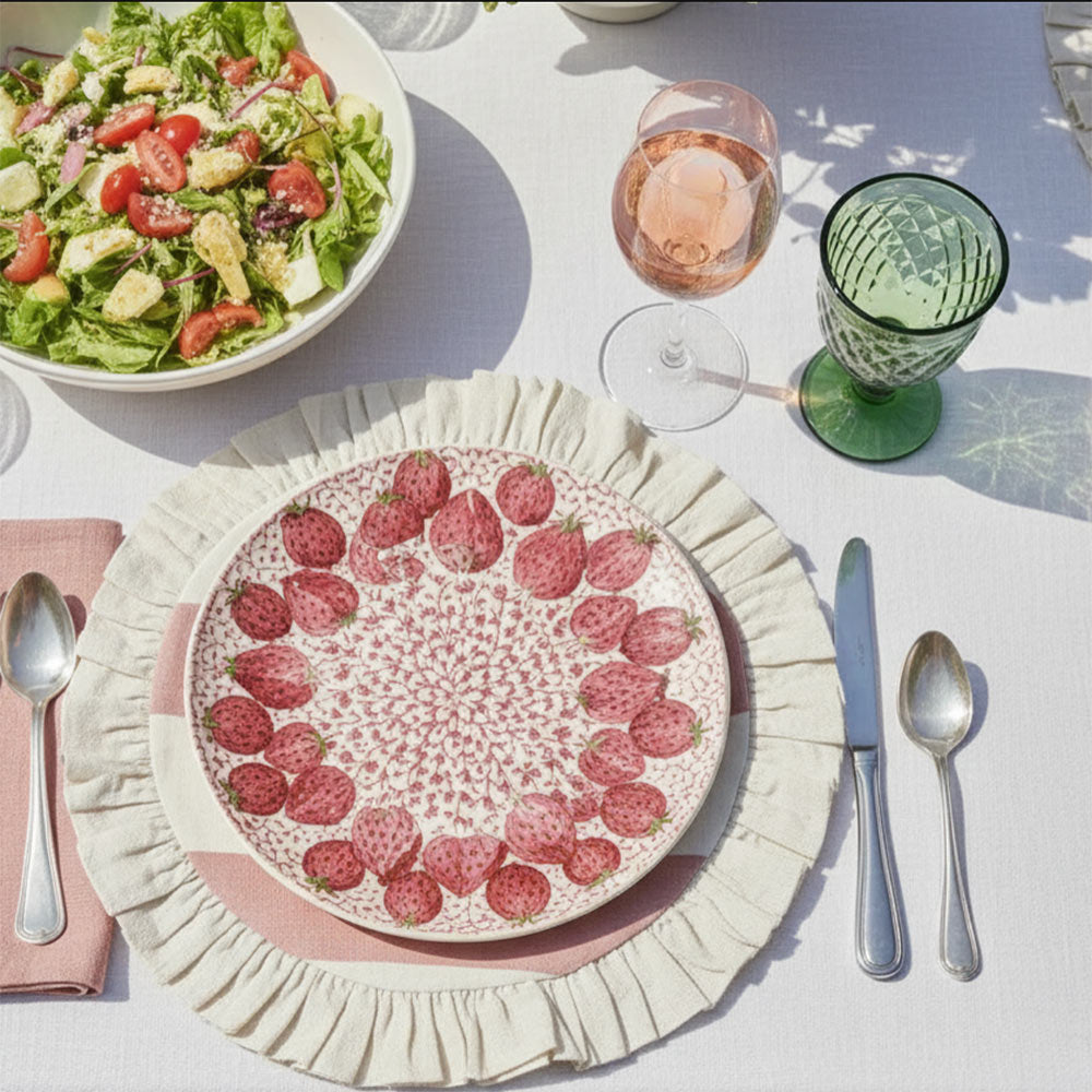 Round Ruffled Placemat - Petal Pink