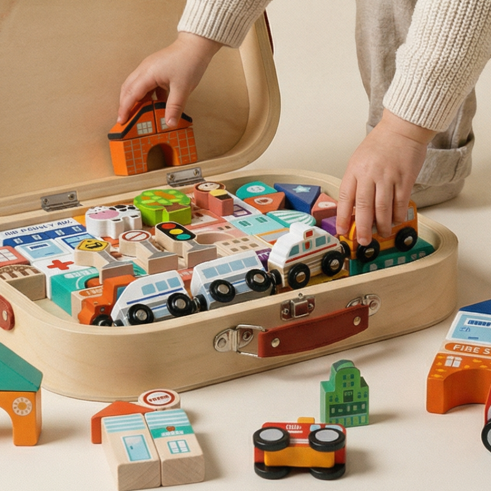 Little Wooden City Building Block Set