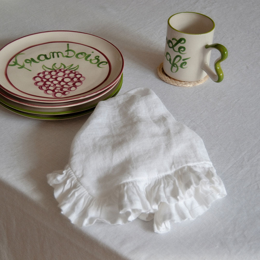 Mistral Drape Ruffled Linen Napkins: Voile (White) - Set of 4