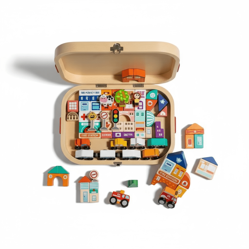 Little Wooden City Building Block Set
