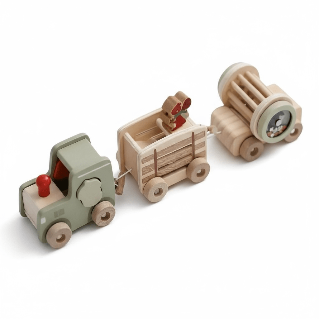 Little Wooden Tractor & Trailer Set