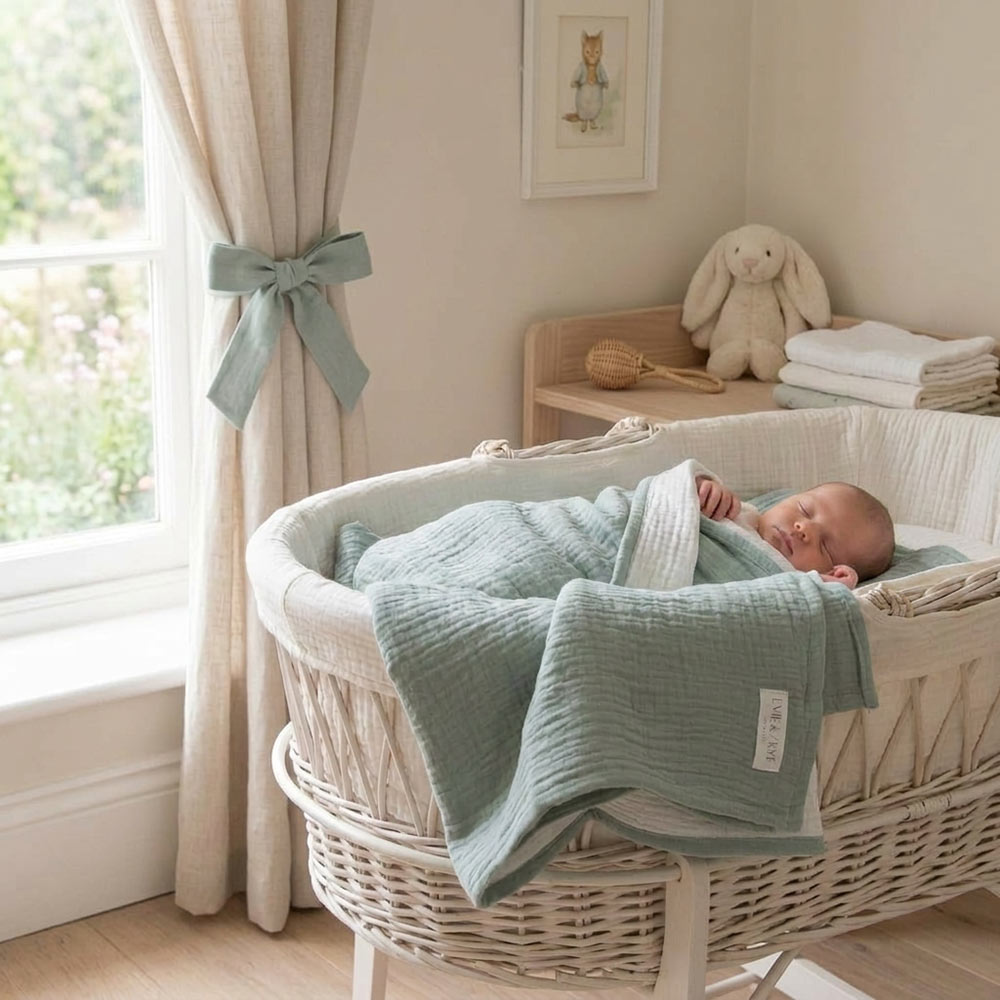 Soft Organic Cotton Baby Blanket - Sage