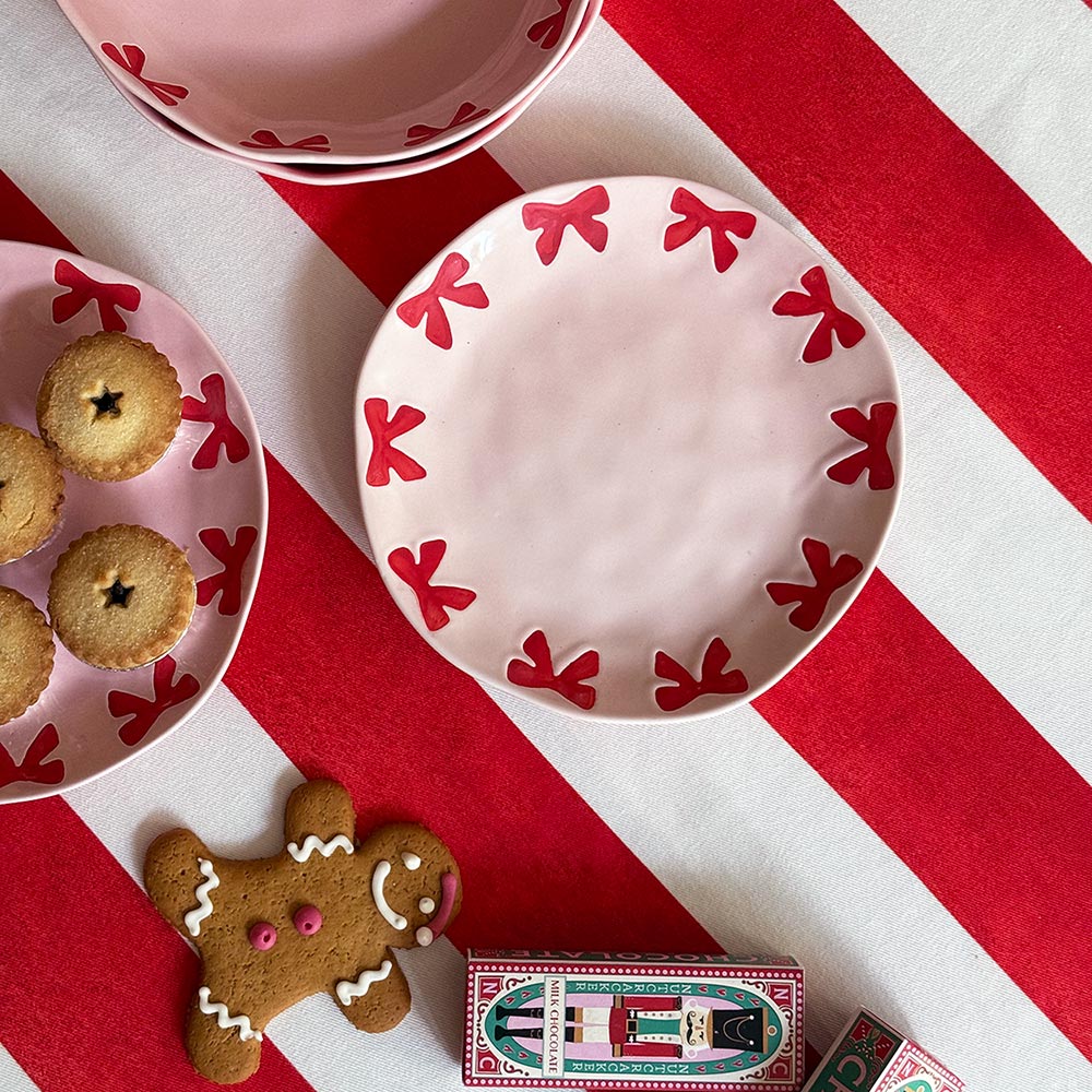 Riviera Candy Cane Red Striped Cotton Rectangle Tablecloth Ruffle