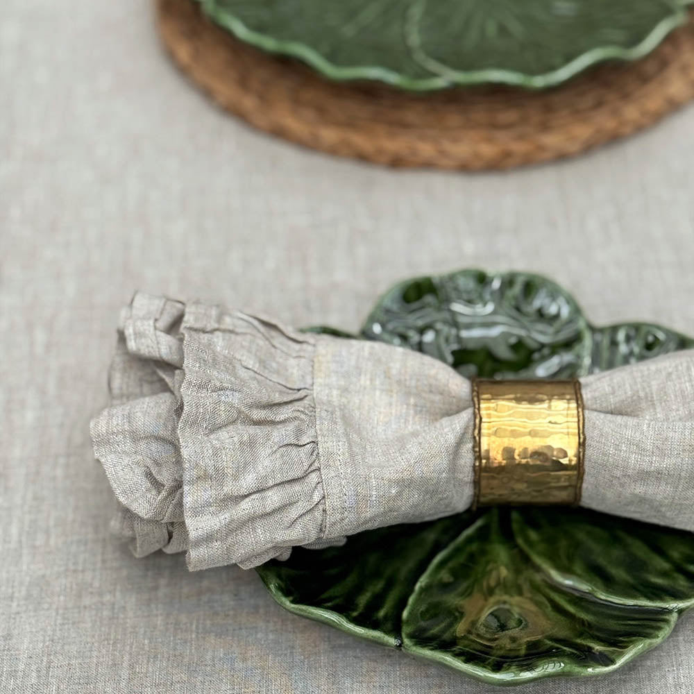 Mistral Drape Ruffled Linen Napkins: Brume (Natural) - Set of 4