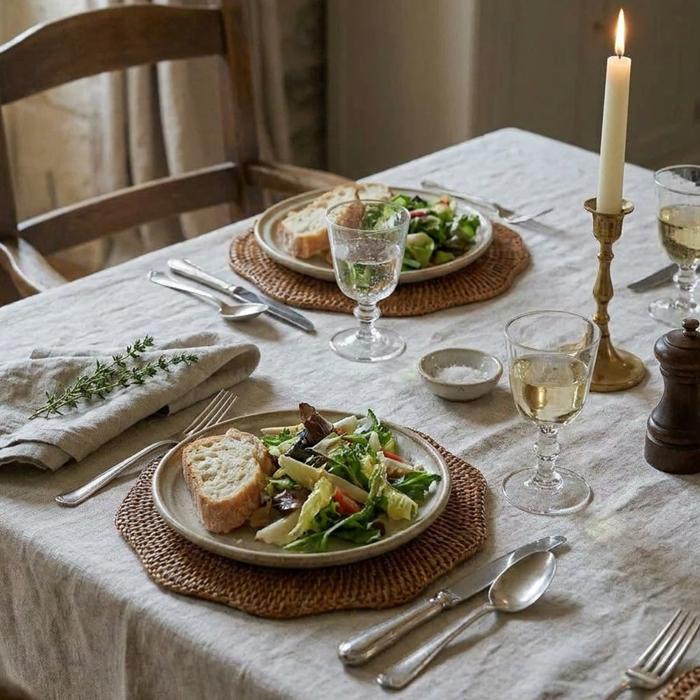 Handwoven Scalloped Rattan Placemat - Natural