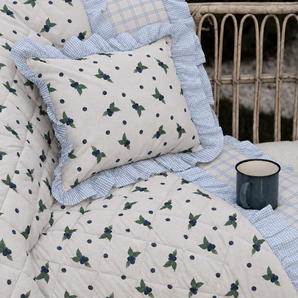 The Orchard Ruffled Quilt & Pillow Set - Blueberry