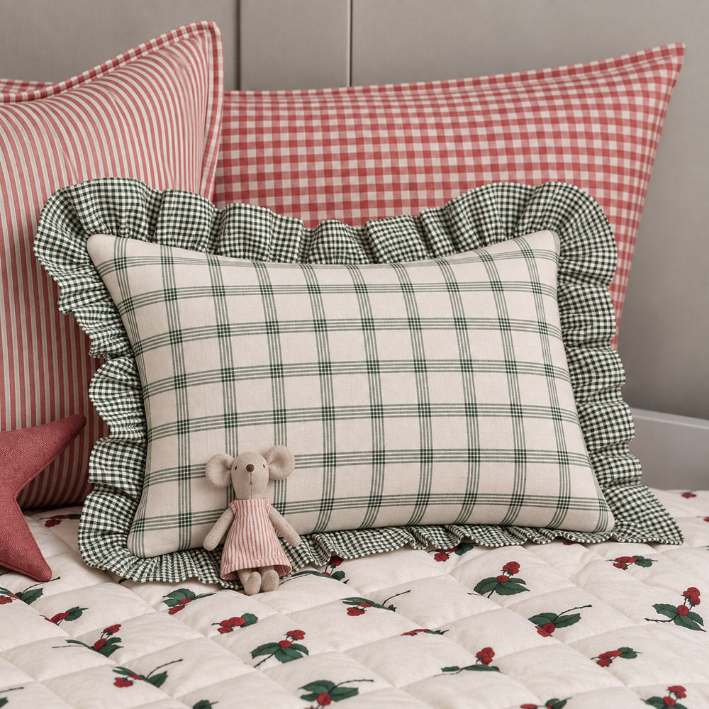 The Orchard Ruffled Quilt & Pillow Set - Raspberry