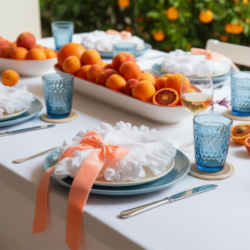 Velvet Decorative Bow - Peach Sorbet (Set of 4)