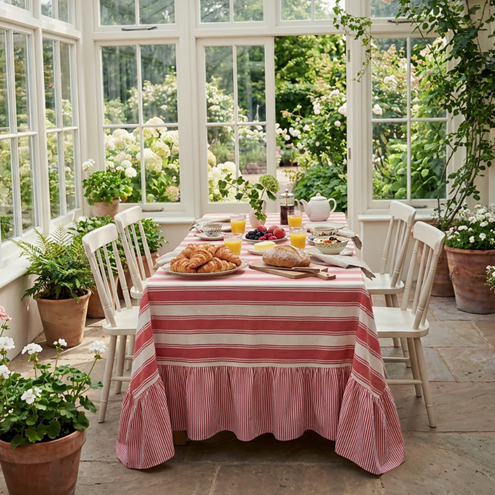 Ruffled Organic Cotton Tablecloth – Rosato Stripe