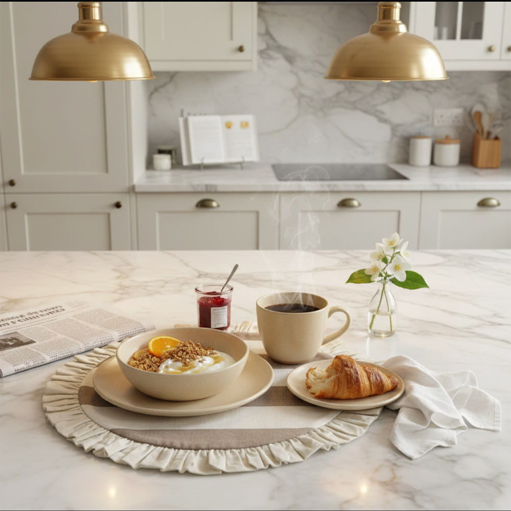 Round Ruffled Placemat - Mocha
