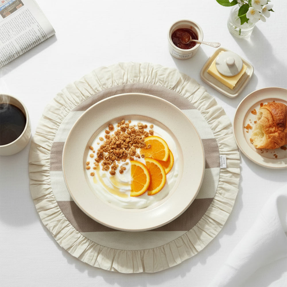 Round Ruffled Placemat - Mocha