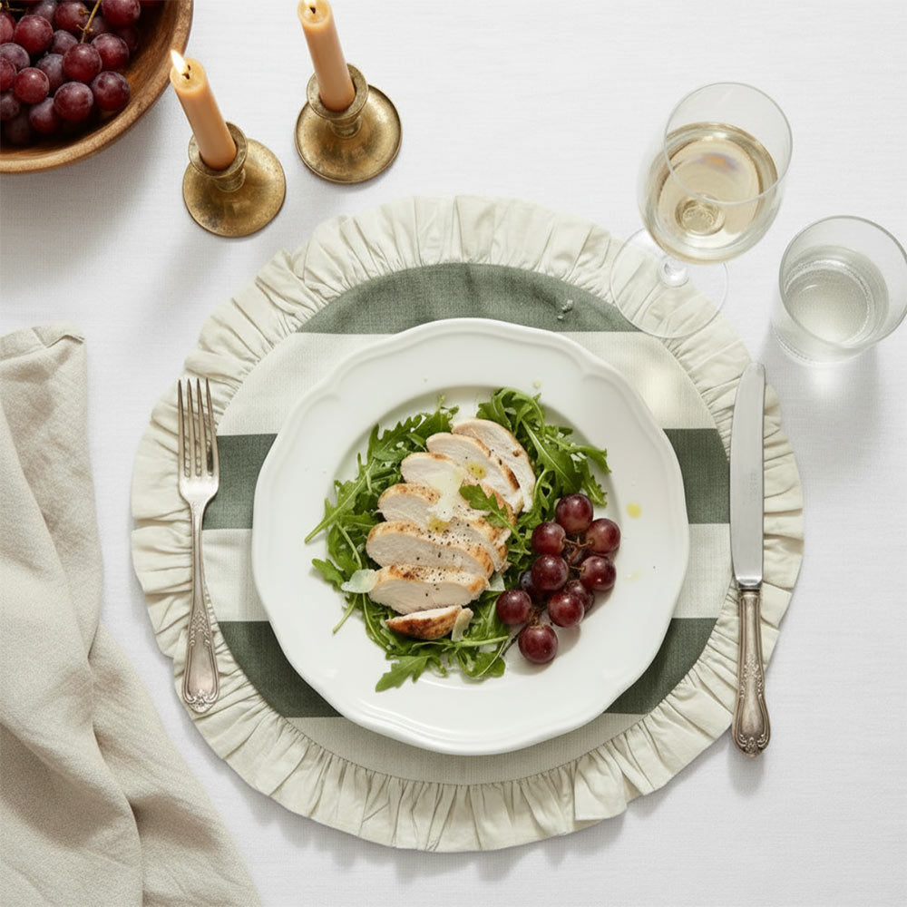 Round Ruffled Placemat - Sage