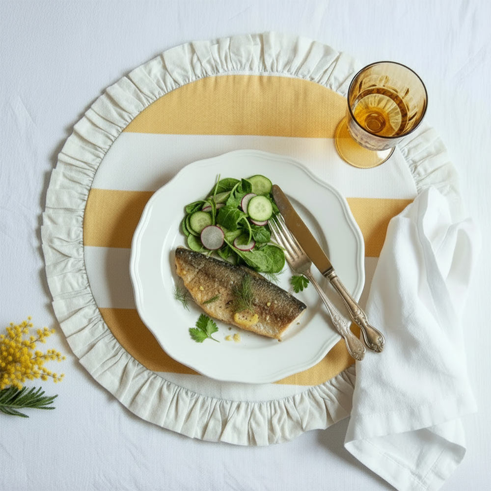 Round Ruffled Placemat - Yellow
