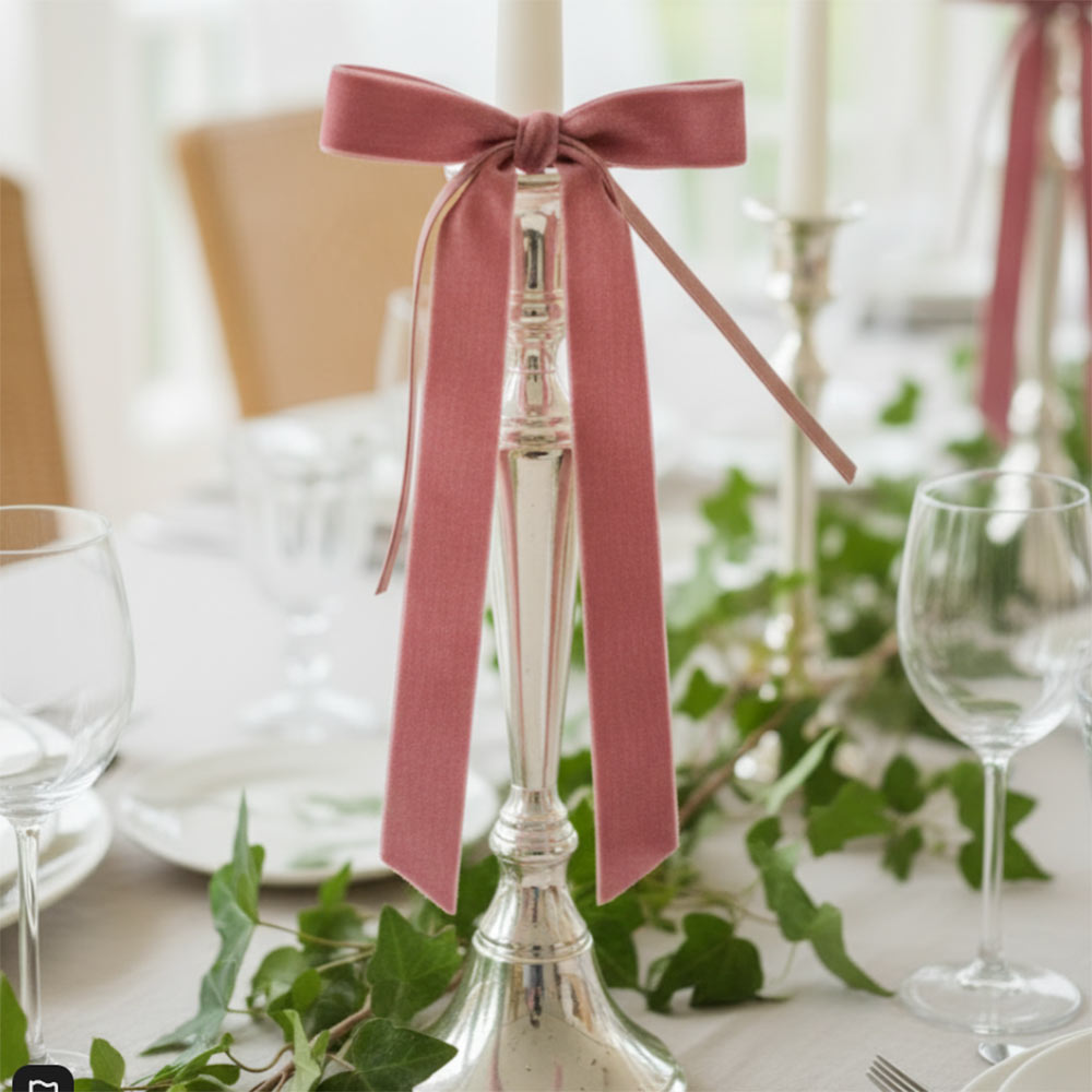 Velvet Decorative Bow - Rosewood (Set 4)