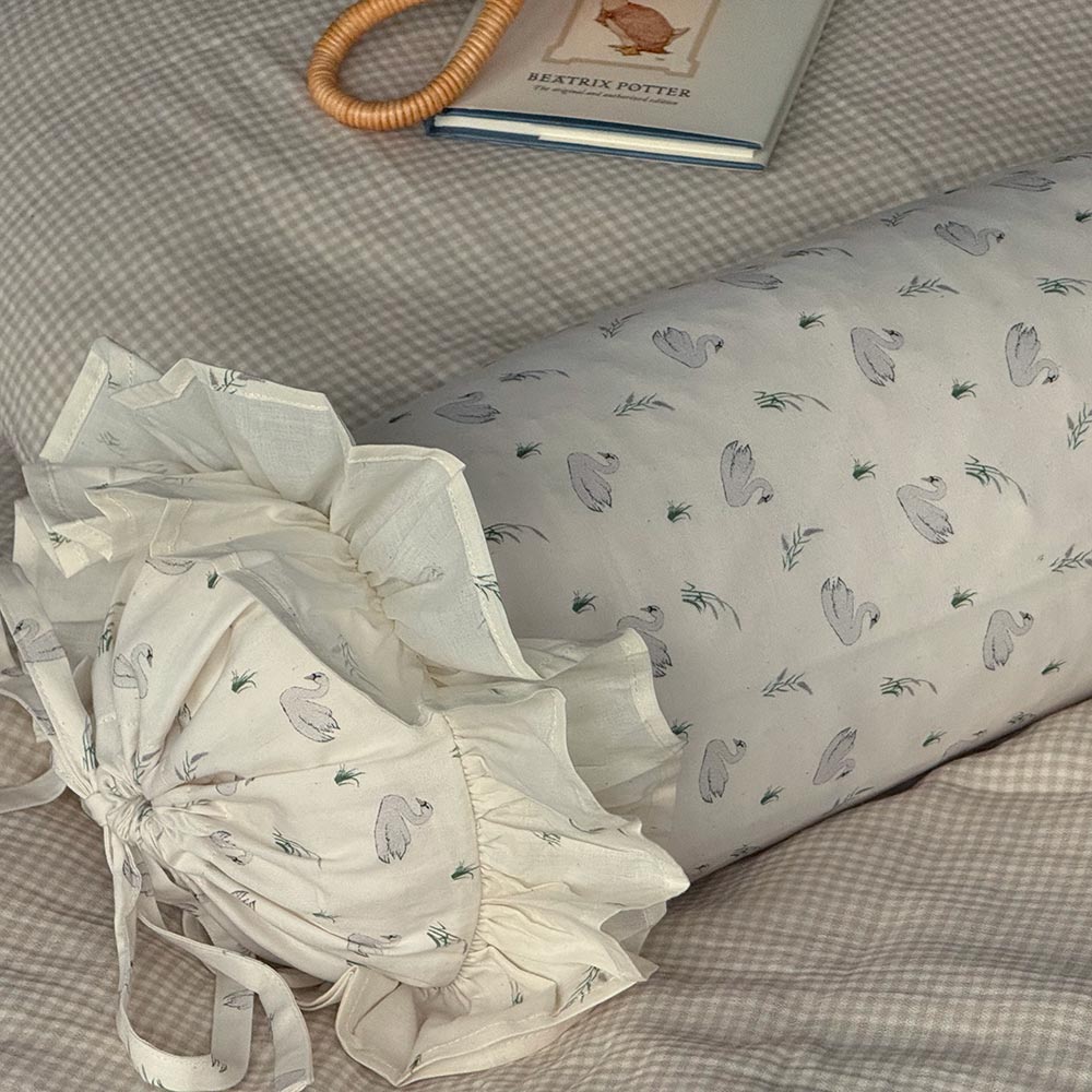 Organic Ruffled Bolster Cushion - Swans & Reeds