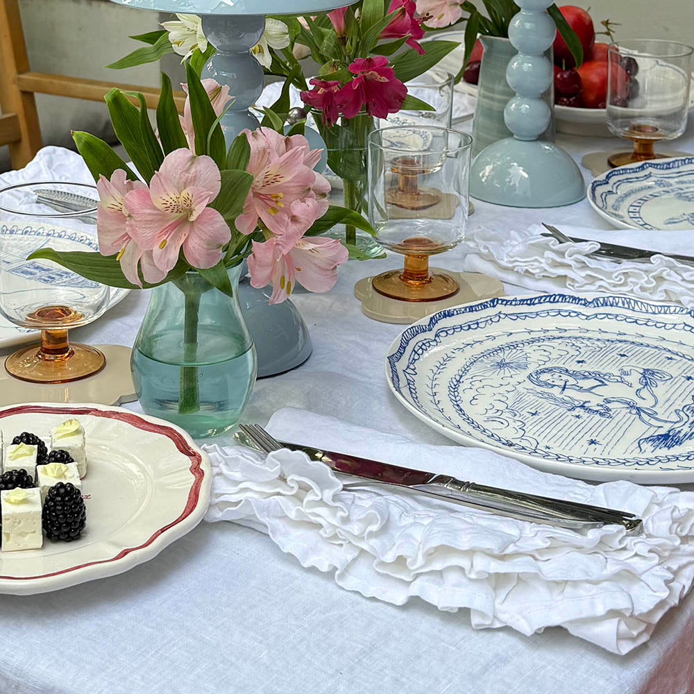 Mistral Drape Ruffled Linen Napkins: Voile (White) - Set of 4