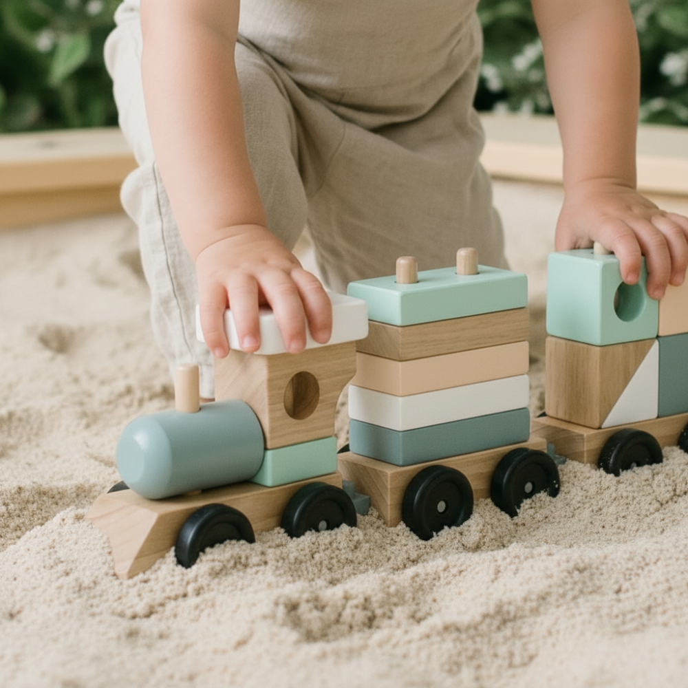 Little Wooden Stacking Train