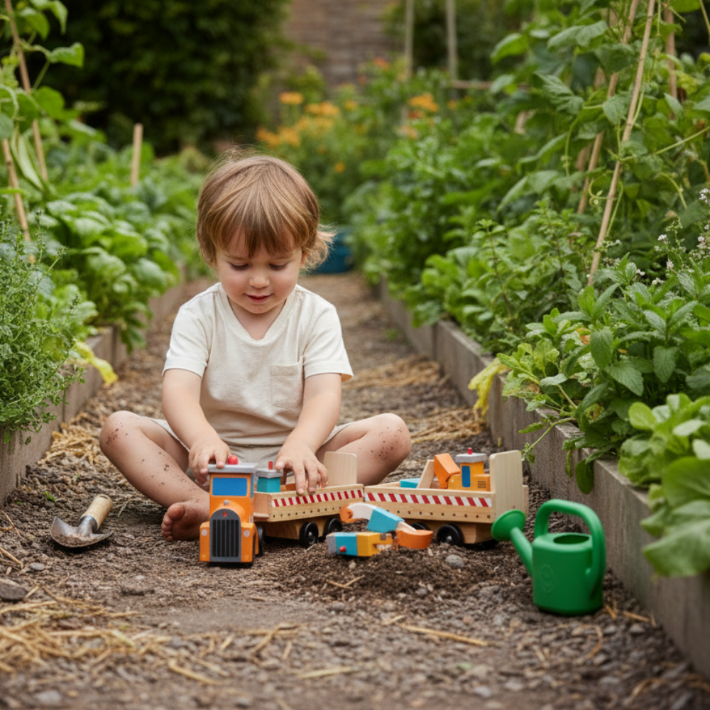Little Wooden Construction Transport Lorry