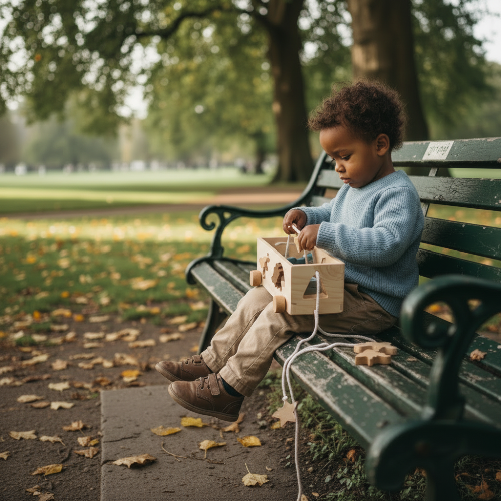Little Wooden Dinosaur Lacing & Sorting Box